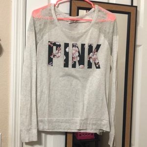 PINK long sleeve with lace shoulders